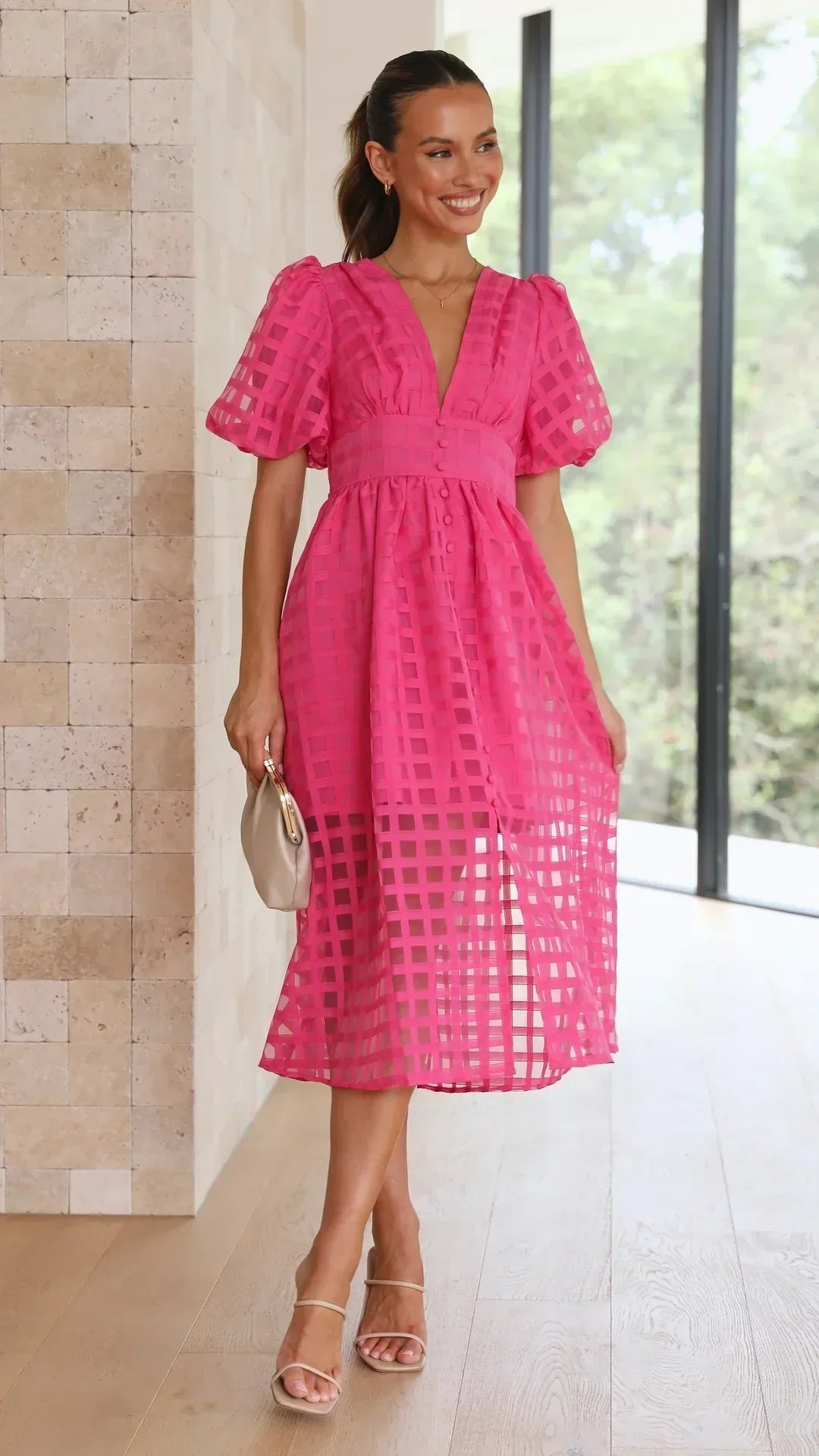 GR | Puffärmel Midi-Kleid