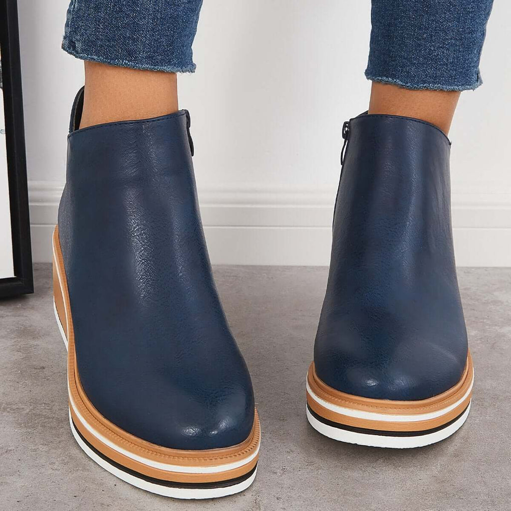 GR - Stylish ankle boots with zipper and platform
