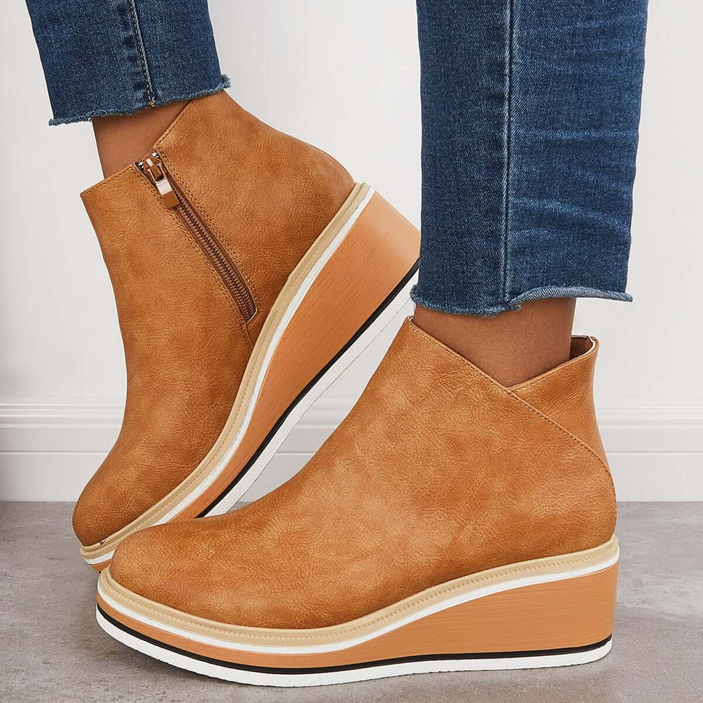 GR | with wedge heel - stylish black women's boots