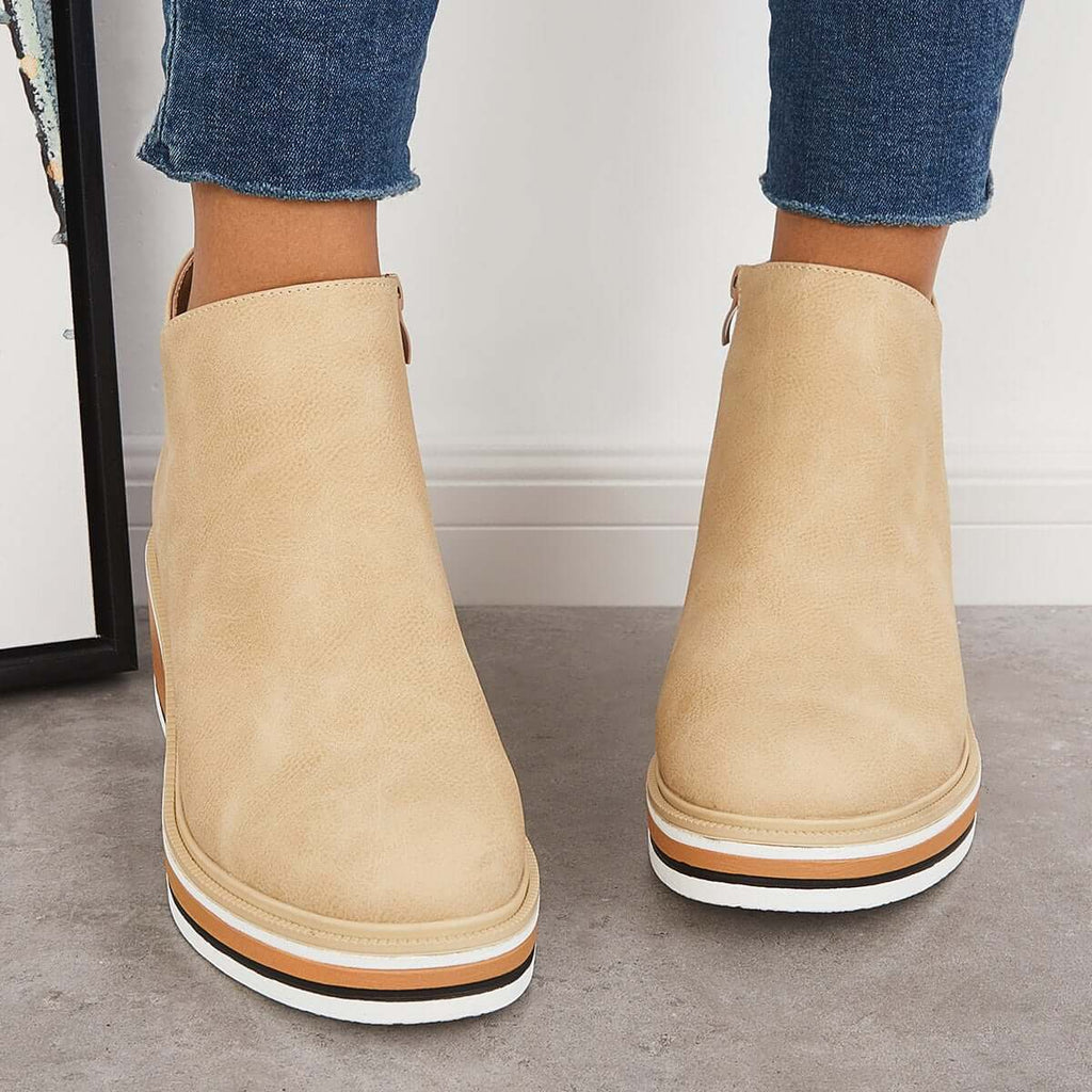 GR - Stylish ankle boots with zipper and platform
