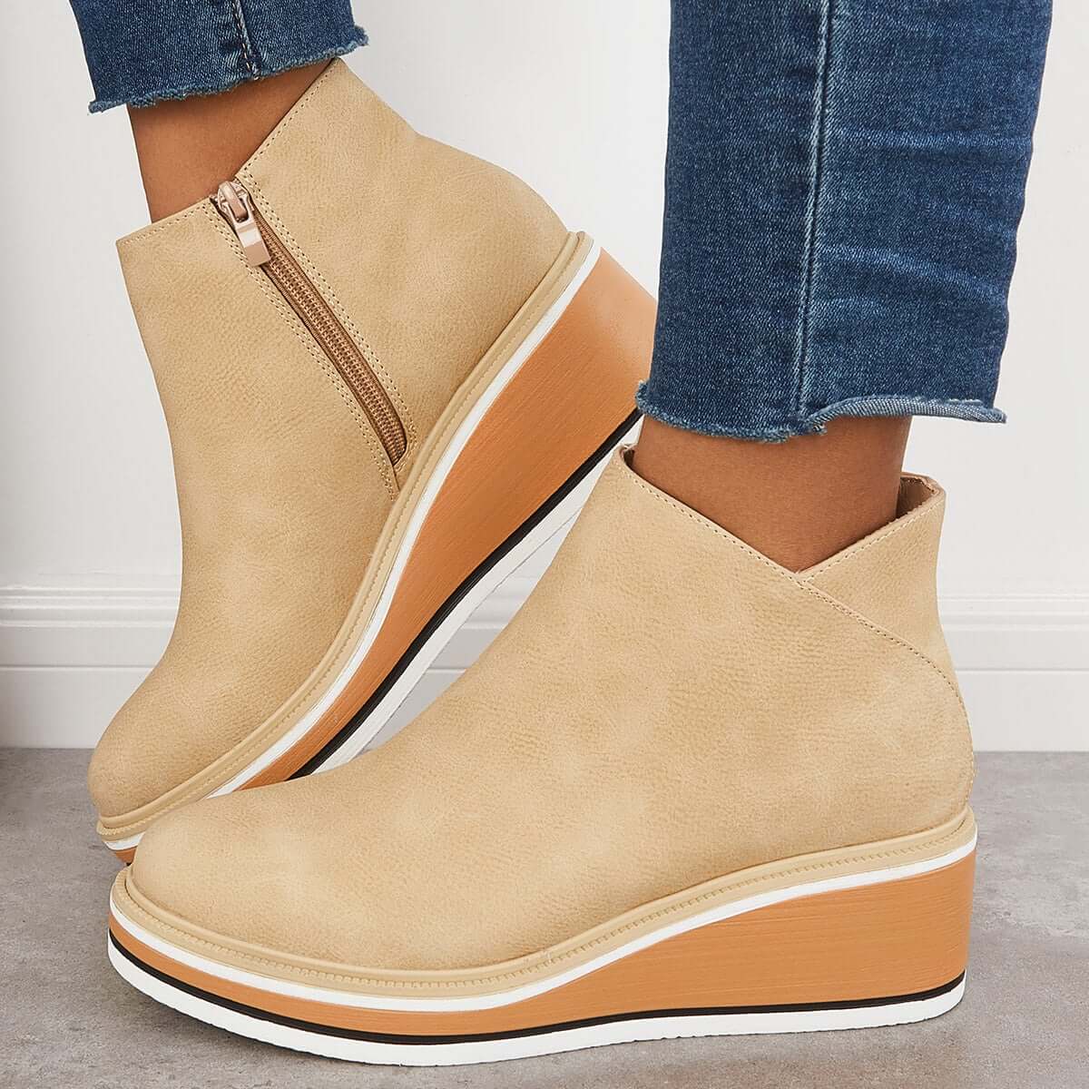 GR | with wedge heel - stylish black women's boots