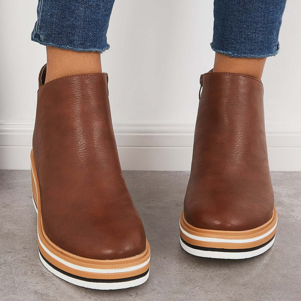 GR - Stylish ankle boots with zipper and platform