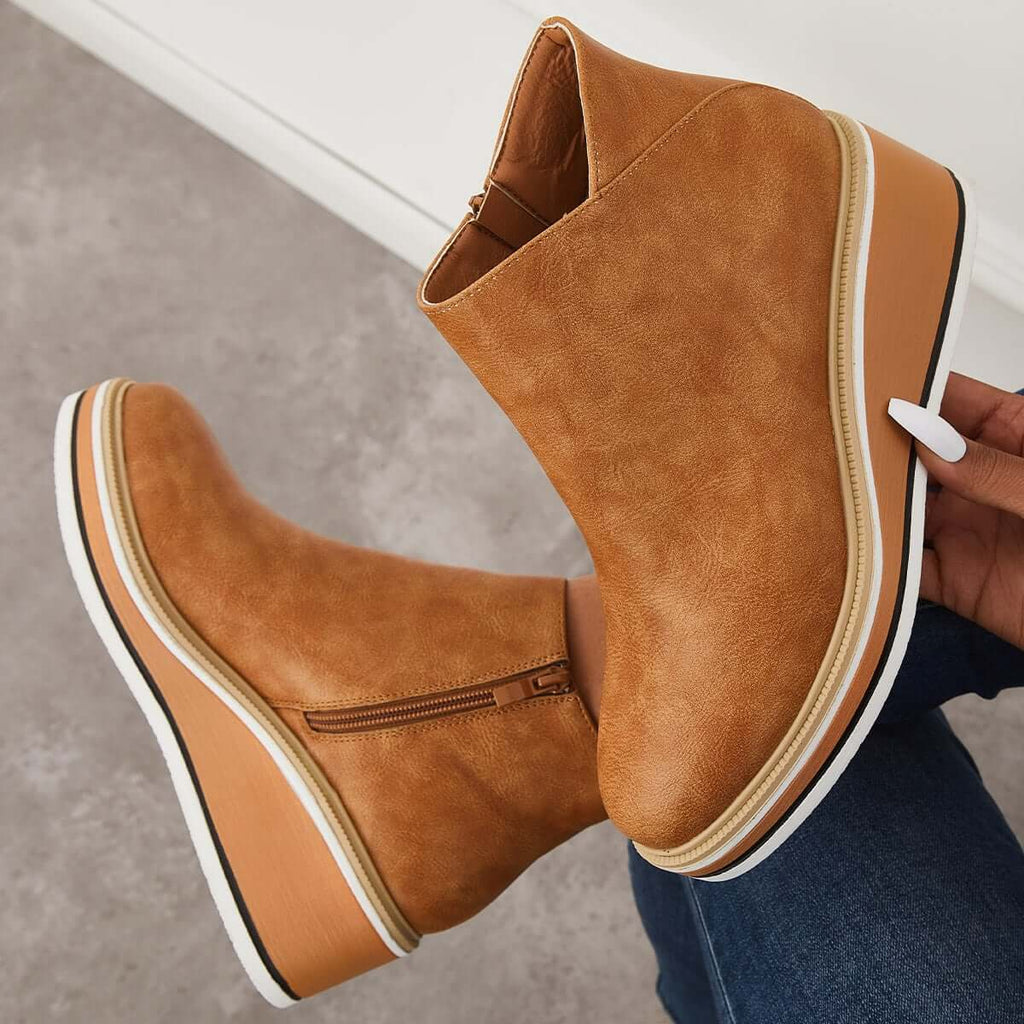 GR - Stylish ankle boots with zipper and platform