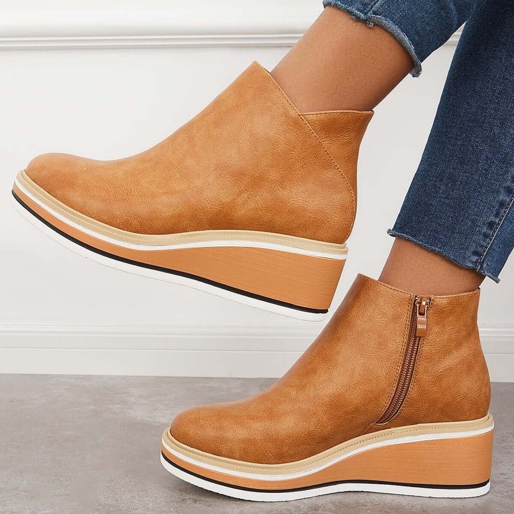 GR - Stylish ankle boots with zipper and platform