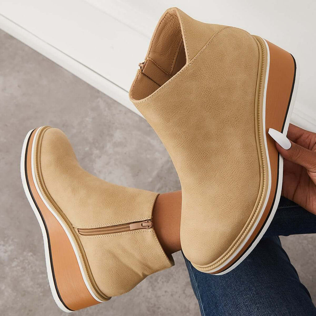 GR - Stylish ankle boots with zipper and platform