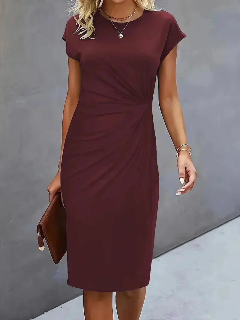 GR | Stilvolles Schmales Kleid Mit Rundhalsausschnitt
