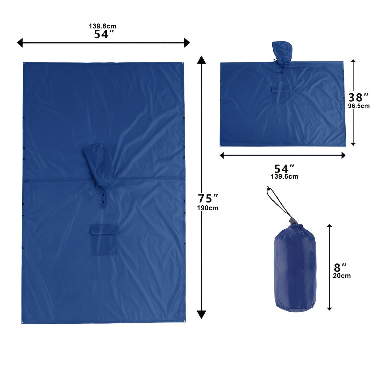 GR | Wasserdichter Faltbarer Regenponcho Mit Kapuze