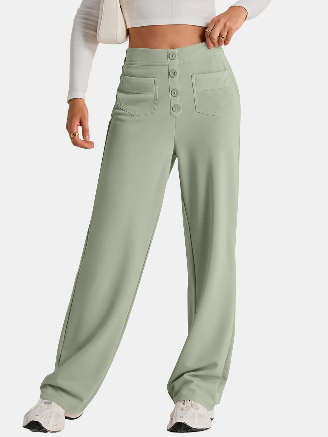 GR | Wide-waisted trousers with pockets, elegant and comfortable