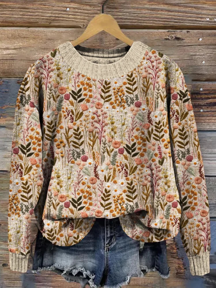 GR | Bequemer Blumenpullover