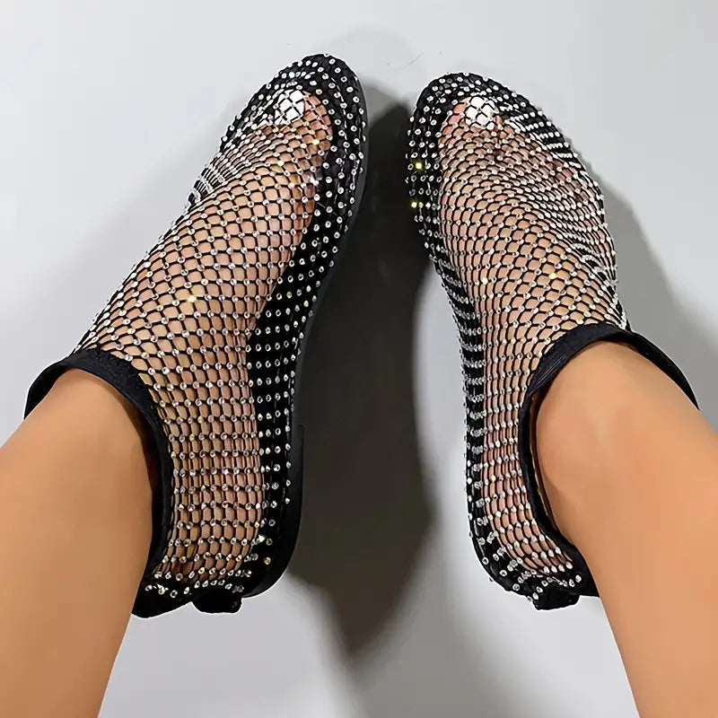 GR | Sandals with rhinestones and mesh