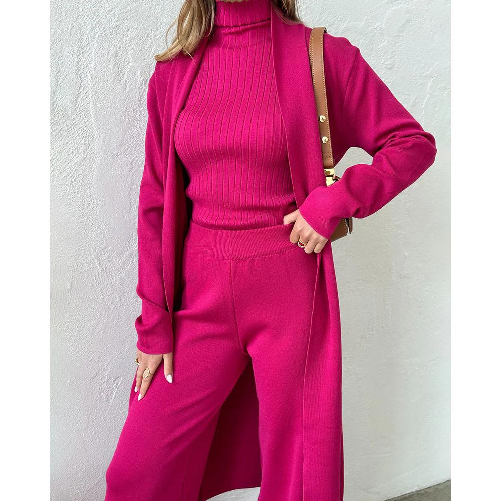 GR | Women's Luxury 3-Piece Knit Co-Order Set Soft & Stretchy