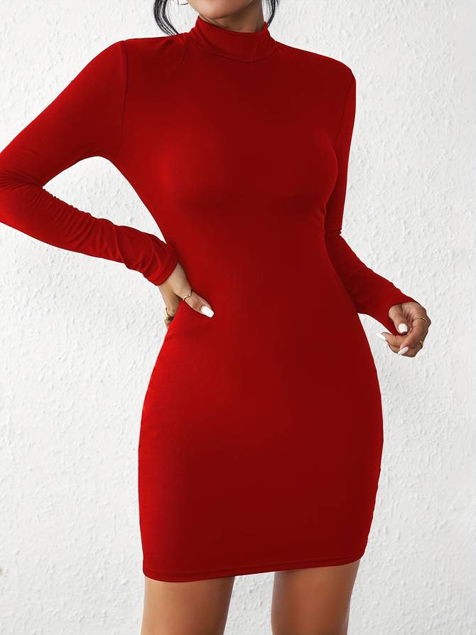 GR - Classic Bodycon Dress with Roll Neck 