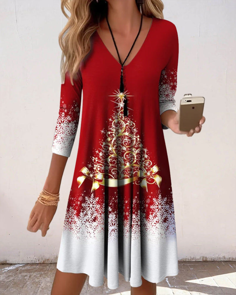 GR | Stylischer Charme V-Ausschnitt Winterkleid
