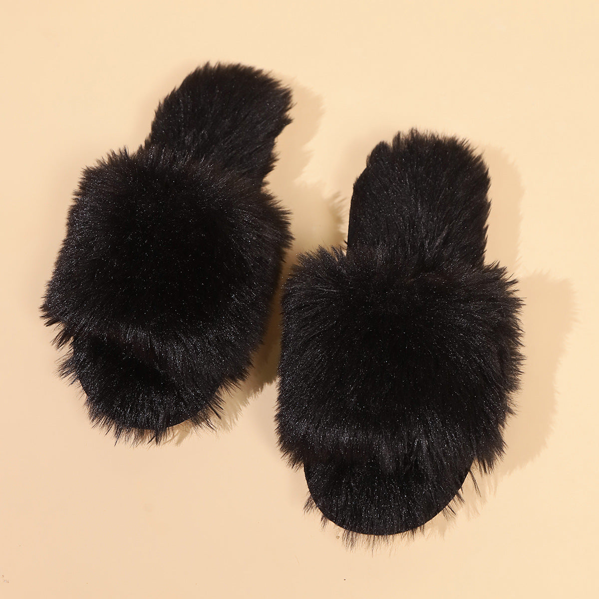 GR | Mules - Women's slippers with open toe and faux fur
