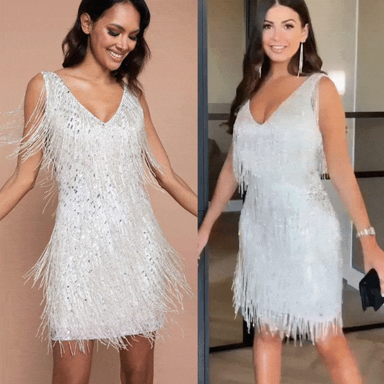 GR | Slip Kleid - Verführerisches V-Ausschnitt Kleid für Einen Stilvollen Look