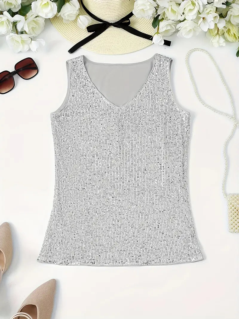 GR | Elegant sleeveless top with sequins