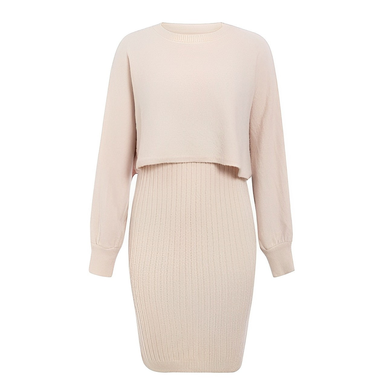 GR | 2-piece knitted dress with flutter sleeves