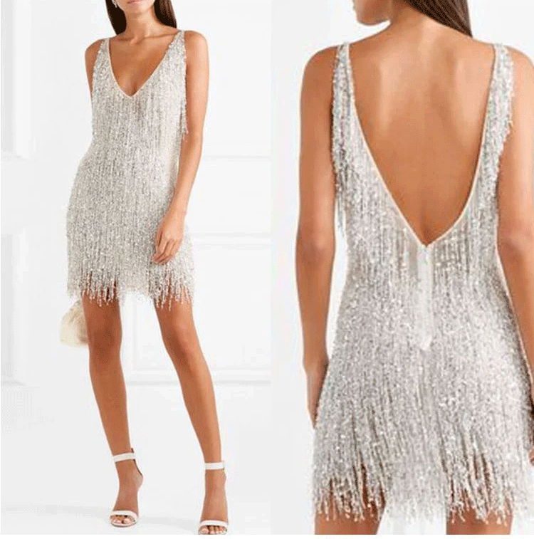 GR | Slip Kleid - Verführerisches V-Ausschnitt Kleid für Einen Stilvollen Look