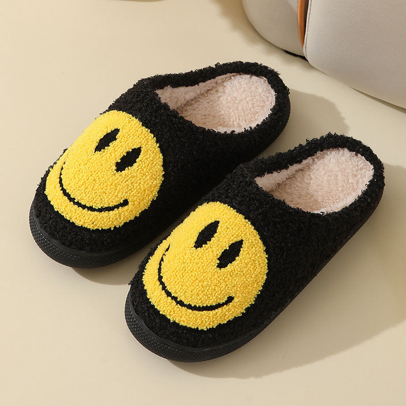 GR Large Smiley Pattern Fur Slippers
