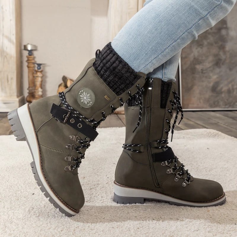 GR | Modern Knitted Snow Boots with Mid-Height Sole 