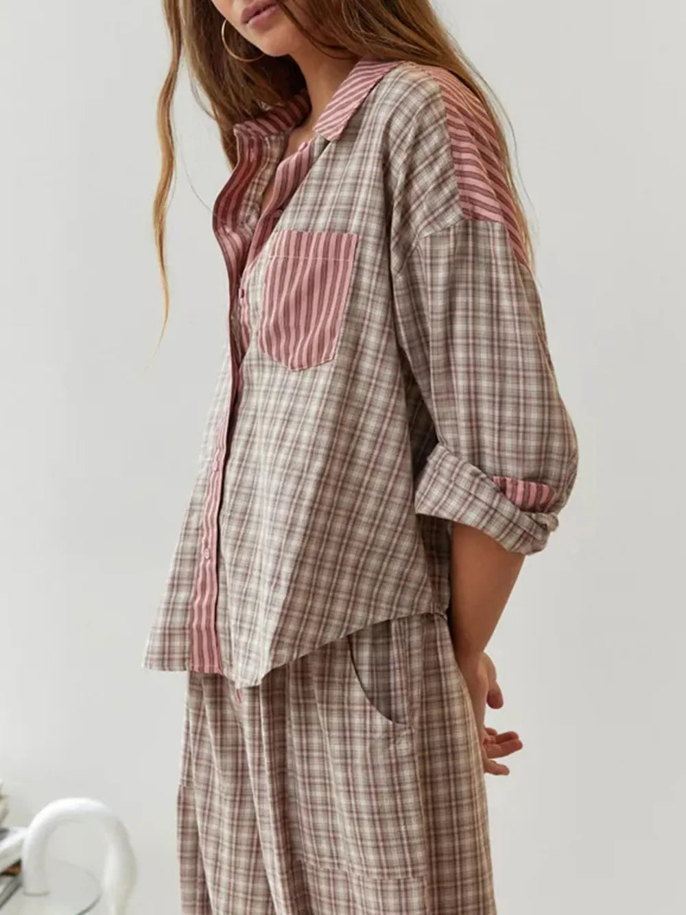 GR | 2-piece casual pajama set - relaxed women's sleepwear