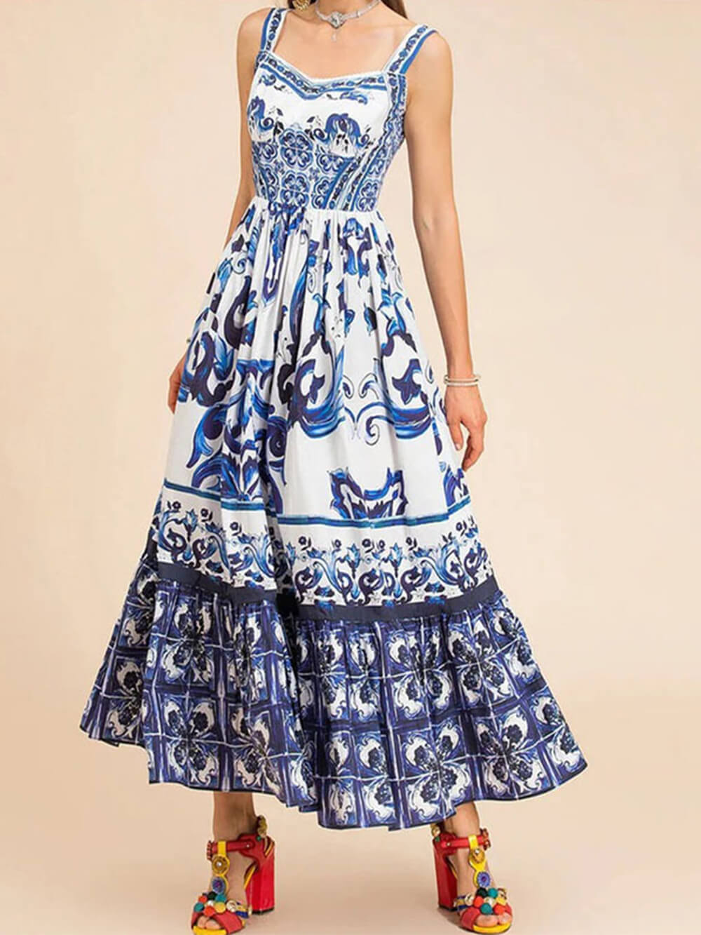 GR | Elegantes Floral-Midi-Kleid
