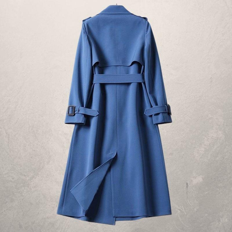 GR | Long trench coat, classic cut, double-breasted with belt and storm flap