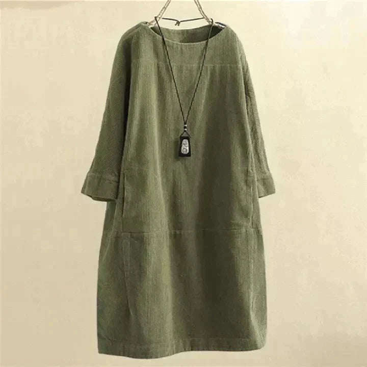 GR LUNA - Vintage Herbst Kord Midikleid