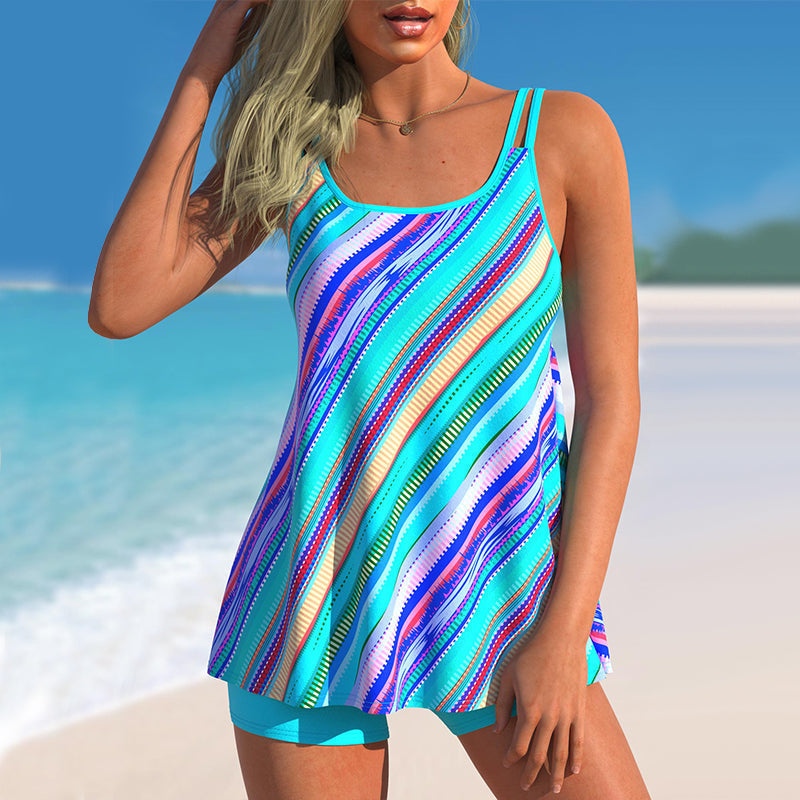 GR | Tankini Set with Striped Print