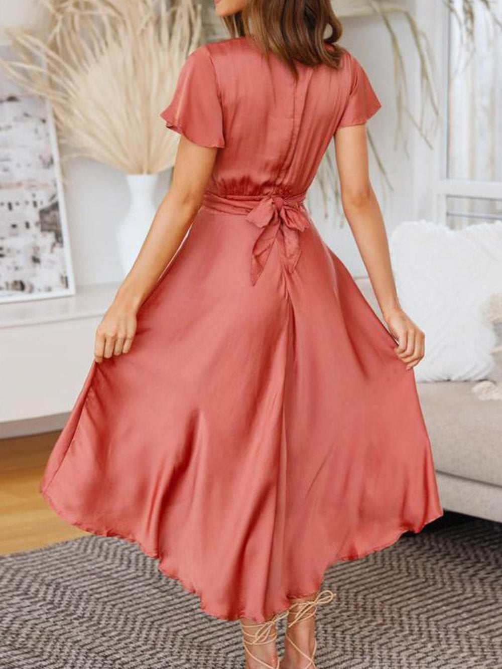 GR | Satin Wrap Maxi Dress for Women