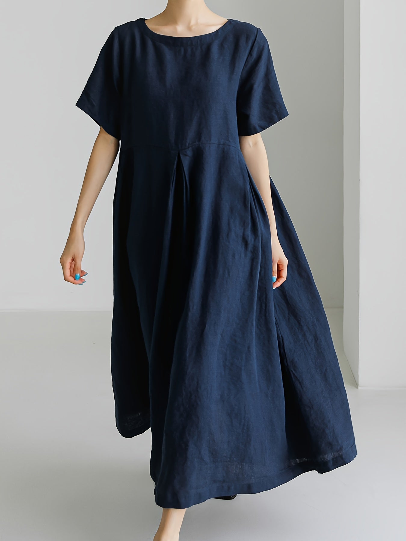 GR | Women's Solid Color Linen Dress