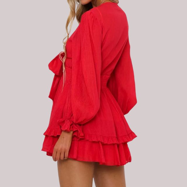GR | Wrap dress with ruffles and waistband