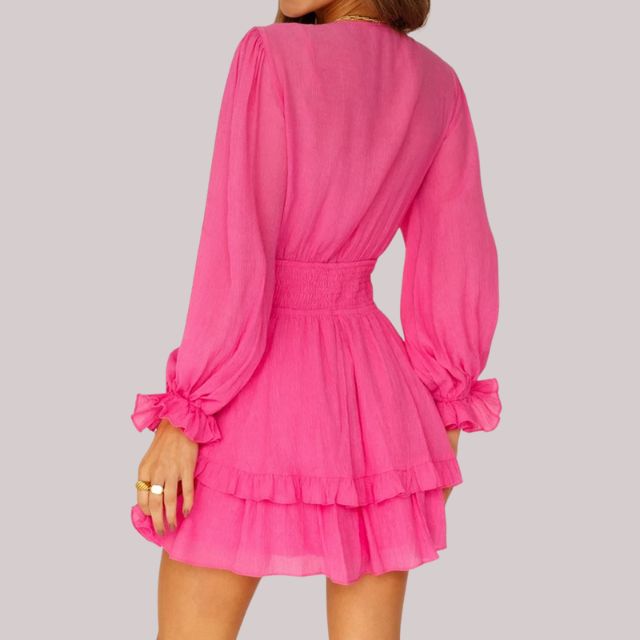 GR | Wrap dress with ruffles and waistband