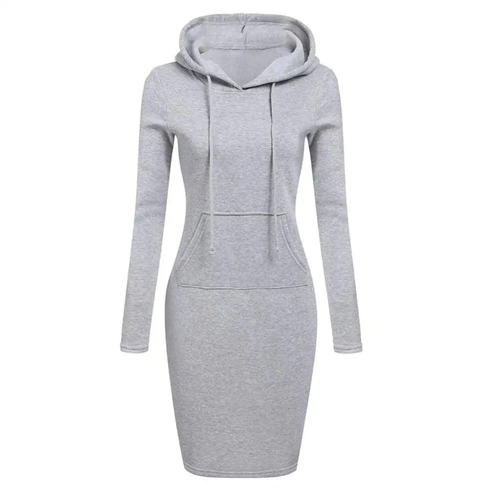 GR | Casual autumn sweatshirt dress with hood and drawstring for women