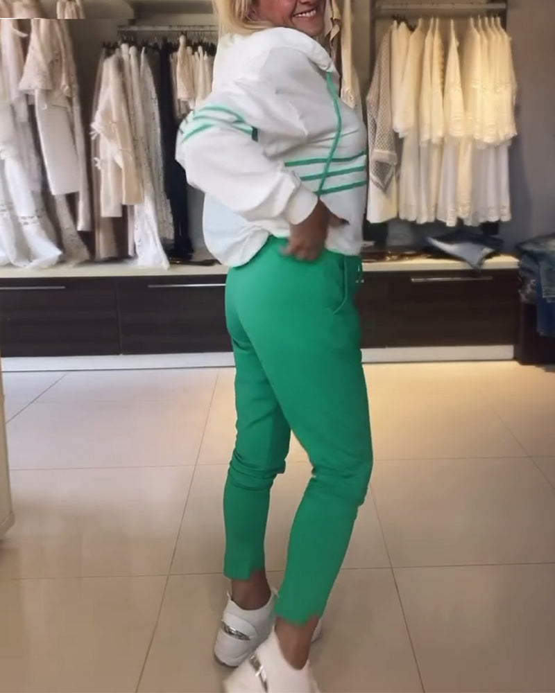 GR | Set aus gestreifter Hose und Kapuzenjacke