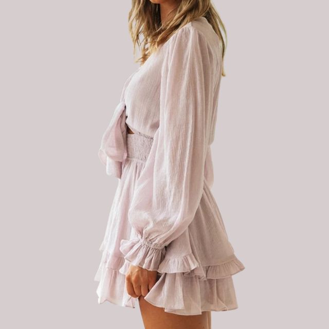GR | Wrap dress with ruffles and waistband