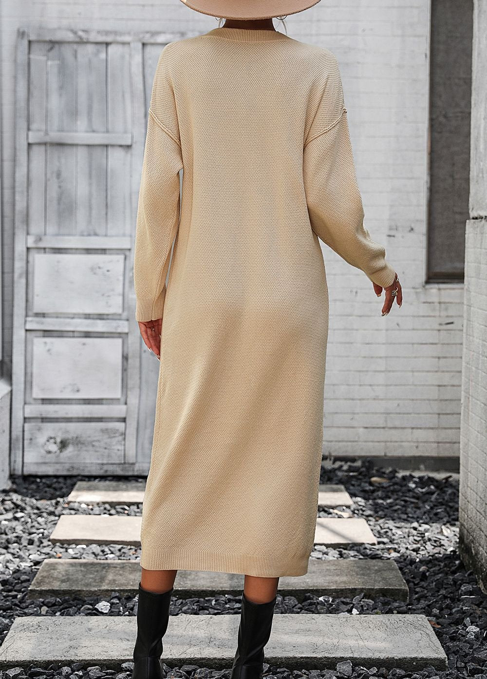 GR | Schicker Herbst Sweatkleid mit Knopfdetail für Frauen