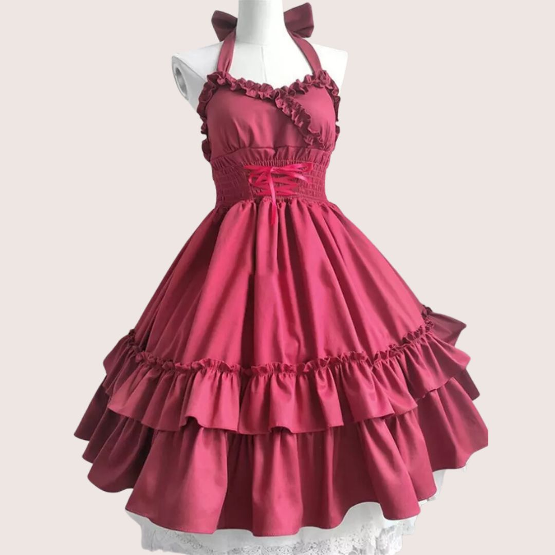 GR | Romantisches Rüschenkleid mit Schleifenkragen