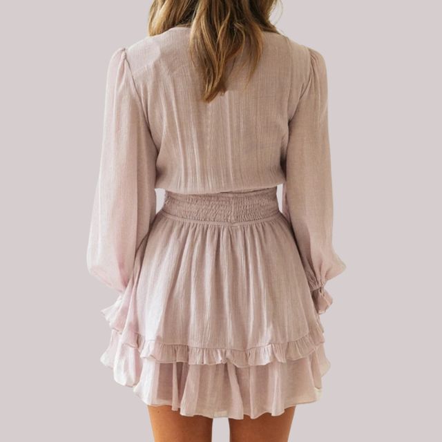 GR | Wrap dress with ruffles and waistband