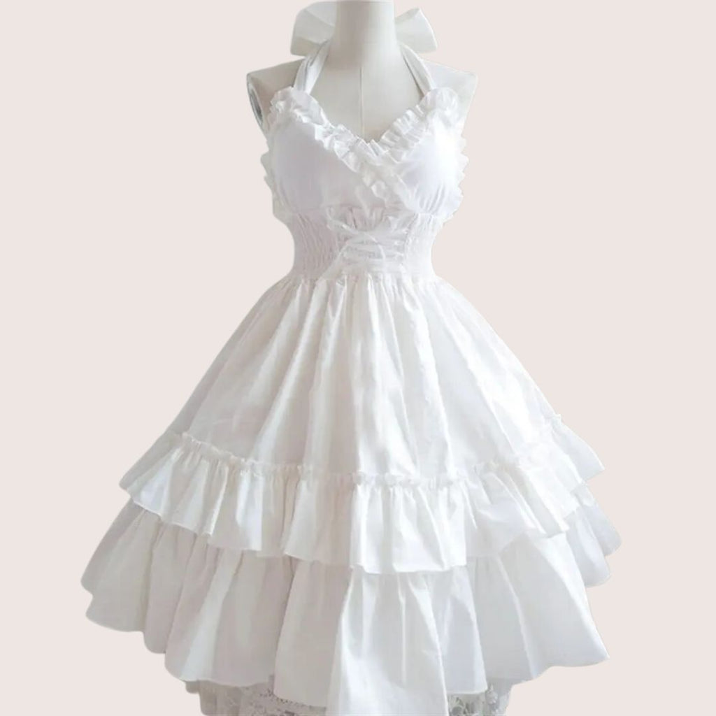 GR | Romantisches Rüschenkleid mit Schleifenkragen
