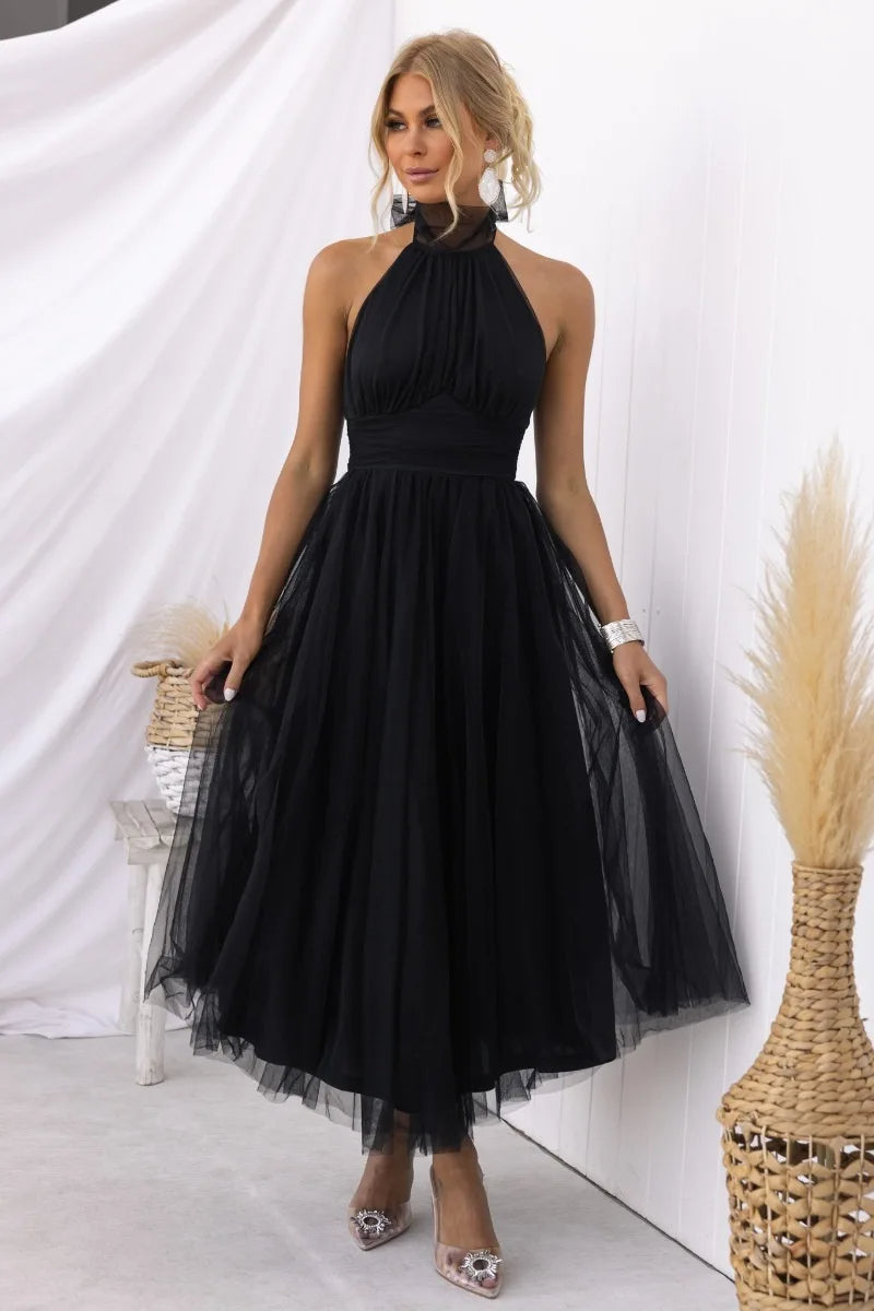 GR | Halter Tüll Midi Kleid