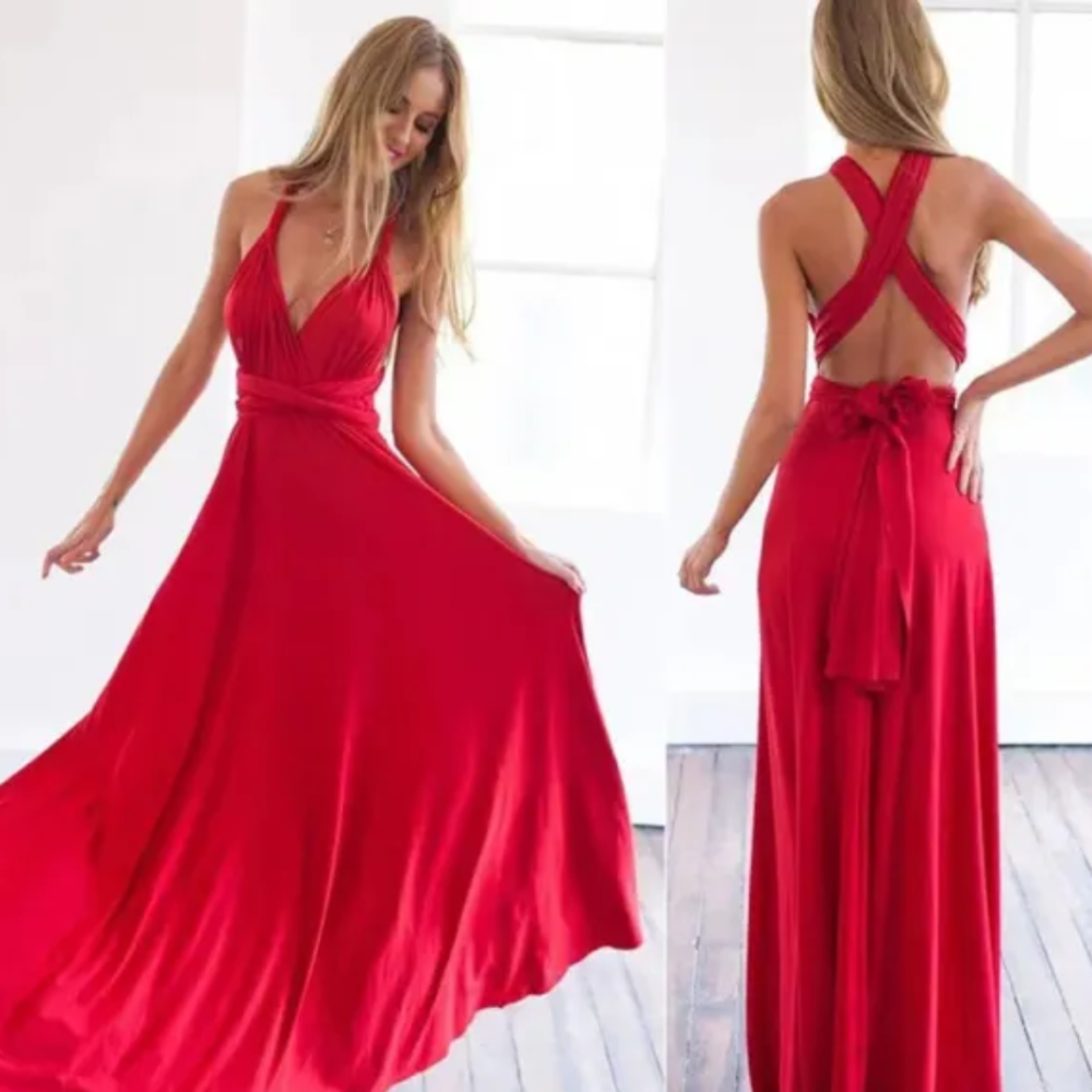 GR | Damen Geformtes Satin Kleid Stylish