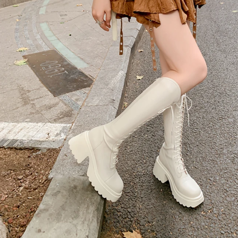 GR | High Boots Women's Boots with Laces and Sturdy Heel