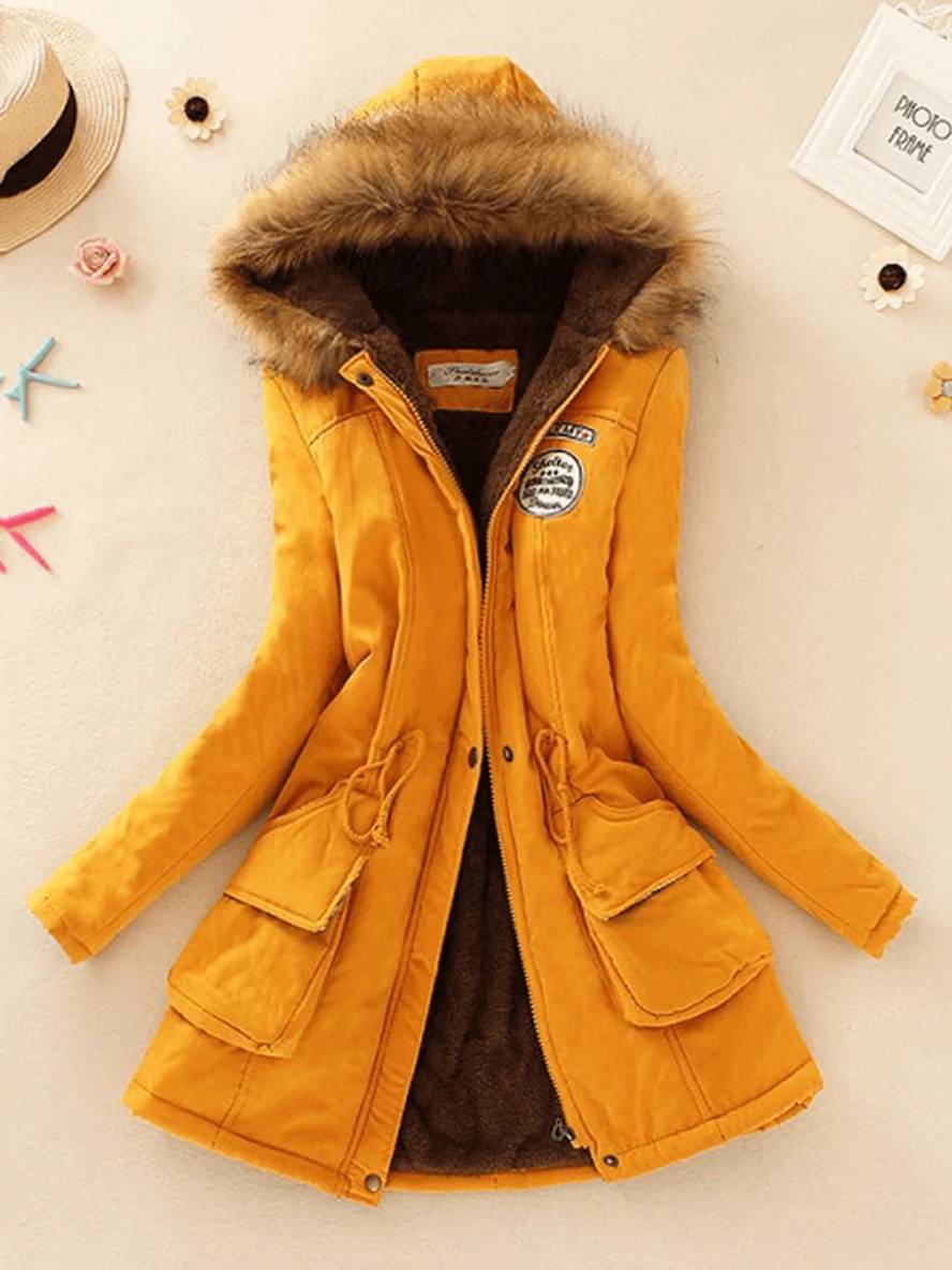 GR | Women's parka in mid-length style with zipper