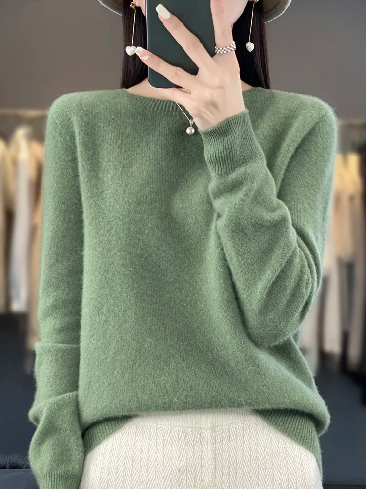 GR | Kaschmir Pullover Damen Runder Ausschnitt Weicher und Eleganter Strickpullover