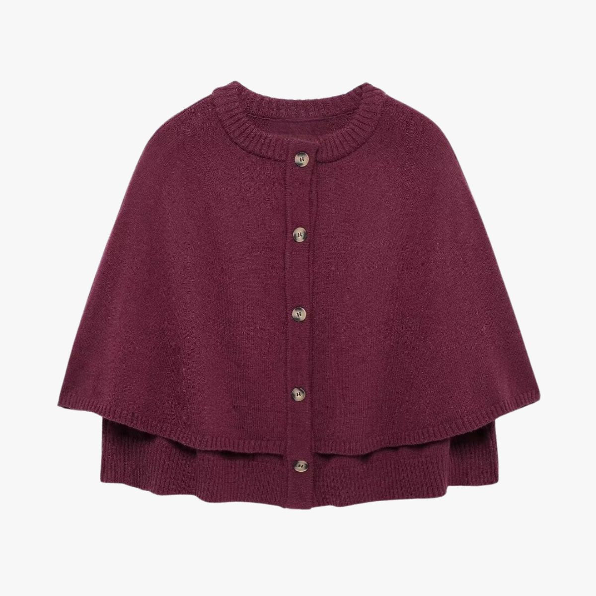 GR | Strick Cape Mit Knöpfen Und Gestuftem Saum