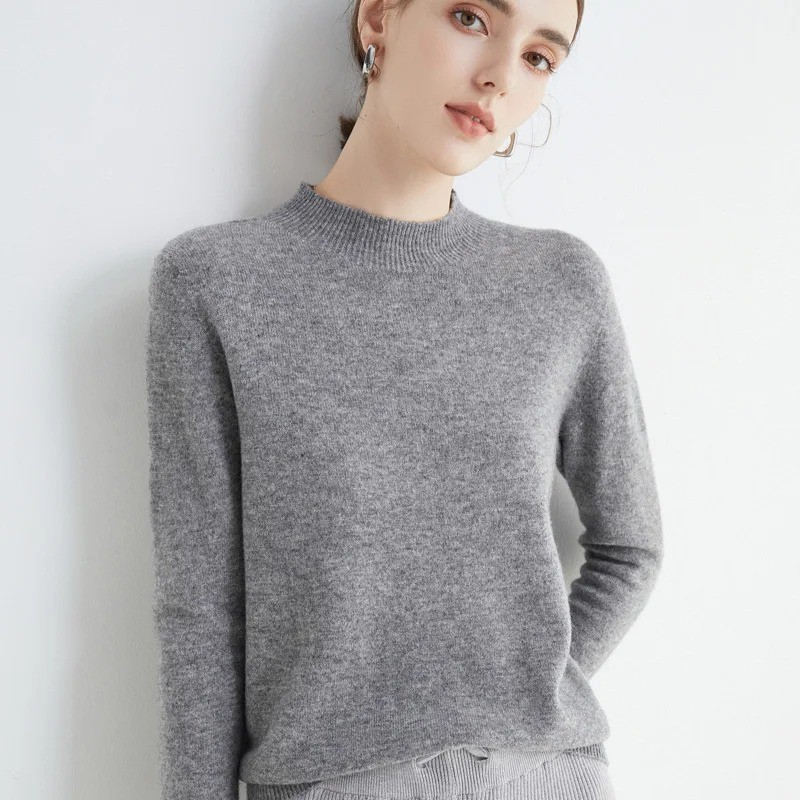 GR | Women's Cashmere Round Neck Sweater - Soft and Lightweight Knit Sweater