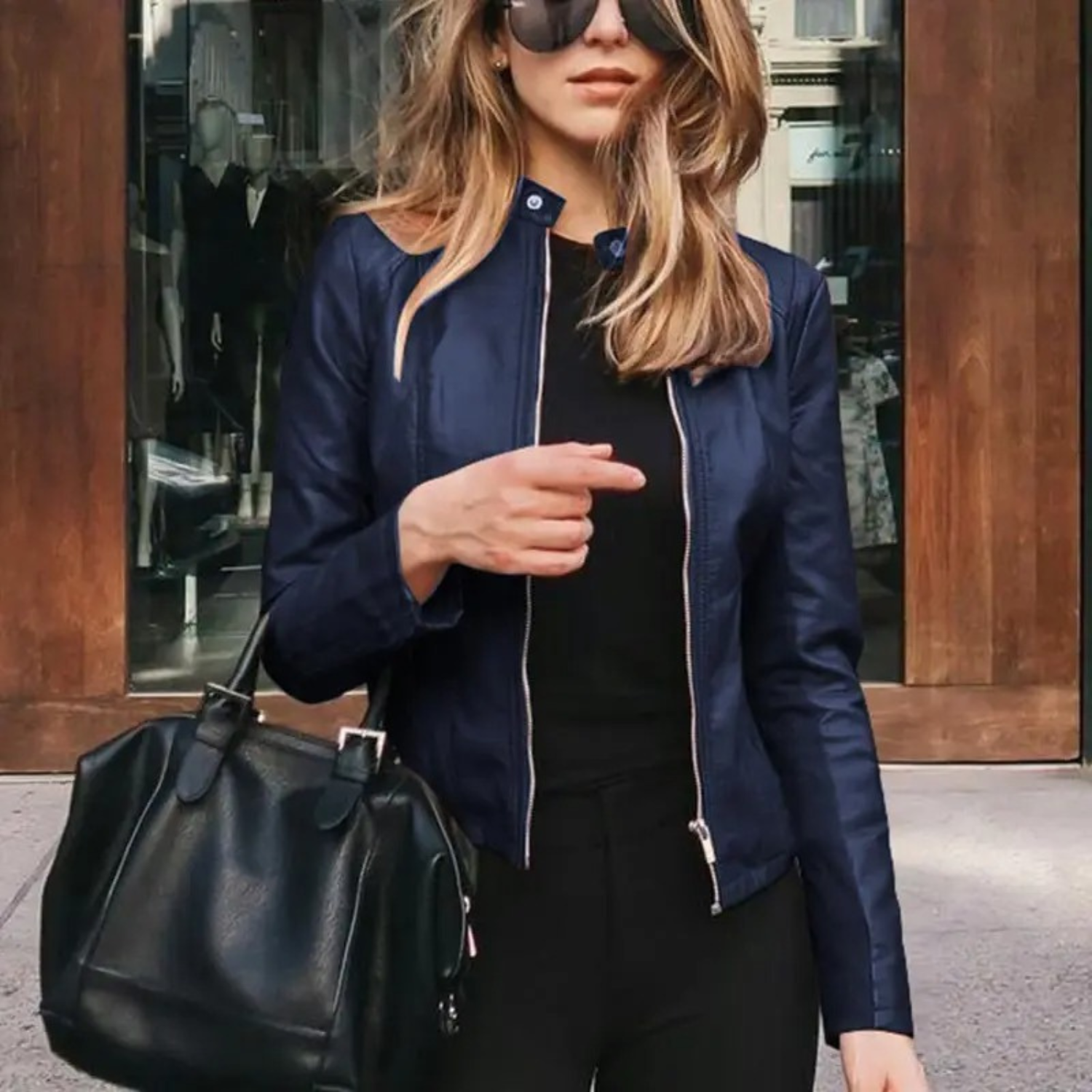 GR - women's leather motorcycle jacket