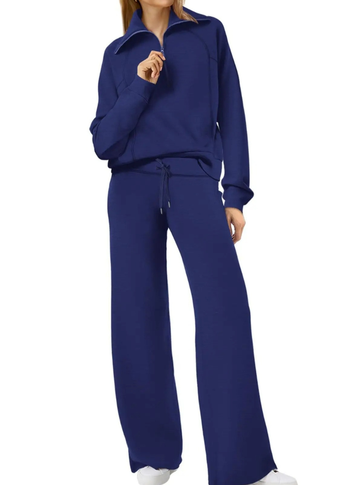 GR | Comfortable women's loungewear set with stand-up collar and drawstring, modern set