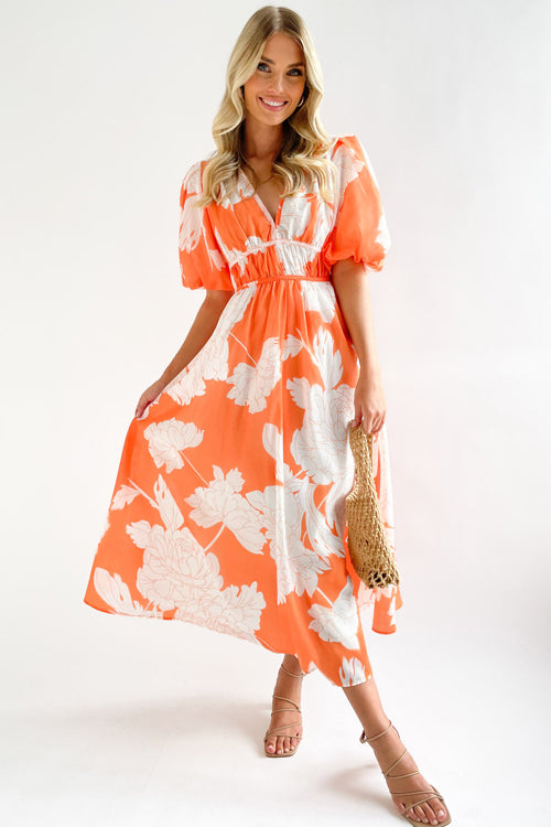 GR | Real Love Print Puff Sleeve Maxi Dress